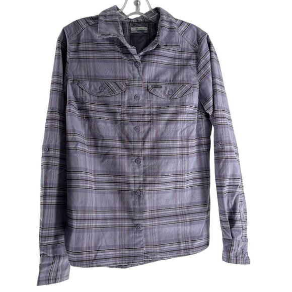 Columbia Women's Plaid Long Sleeve Button-Up Shirt M Purple - Picture 1 of 5